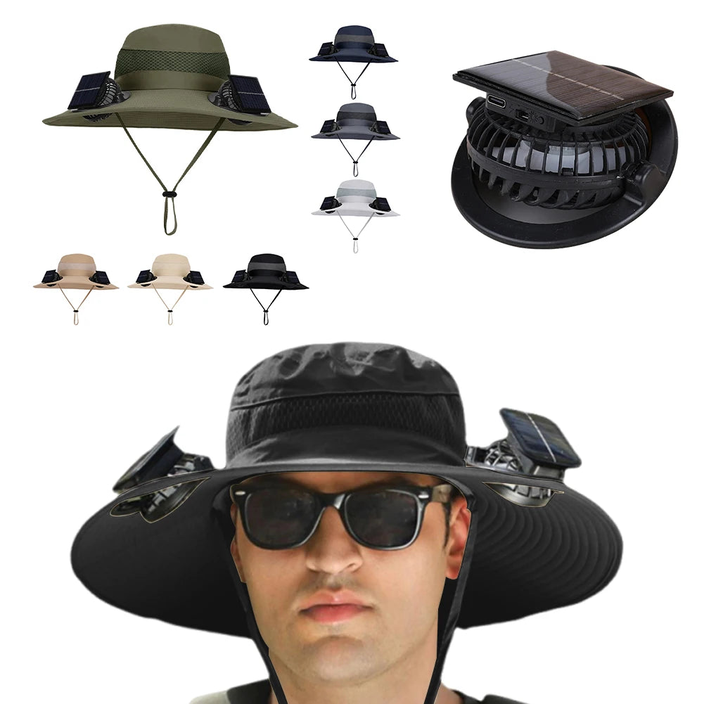 Shunmaii Solar Dual Fan Hat Anti UV USB Charging Outdoor Sun Hat