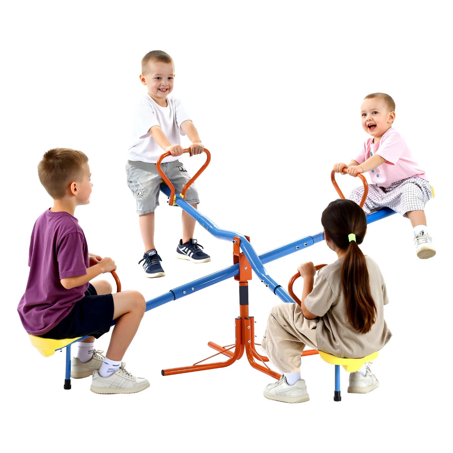 Four Seat Kids Seesaw Teeter Totter With 360 Degree Rotation