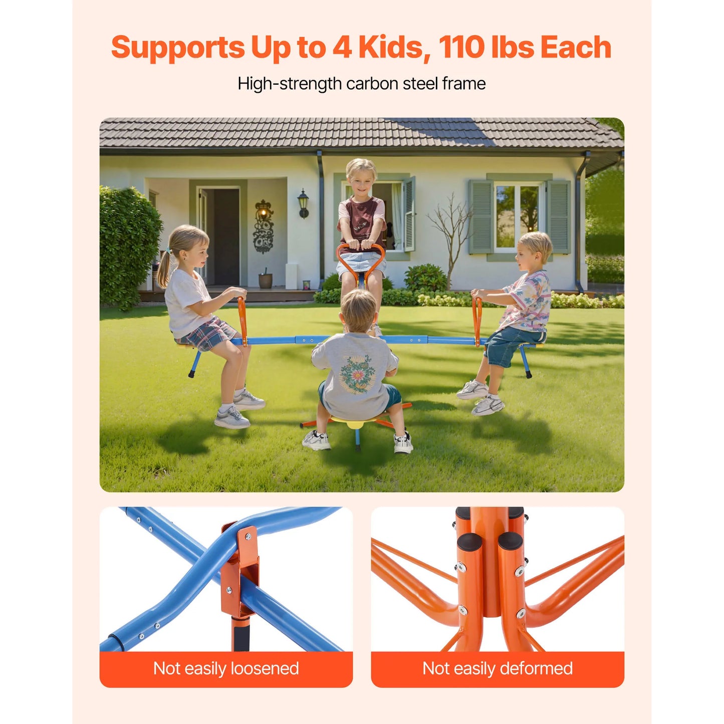 Four Seat Kids Seesaw Teeter Totter With 360 Degree Rotation