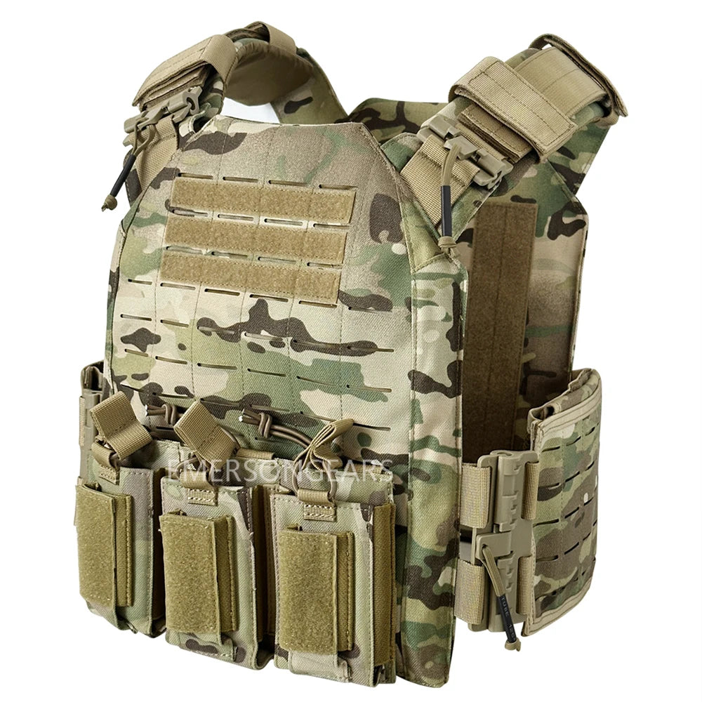 Nylon Tactical Vest With Quick Release And Double Magazine Pouches