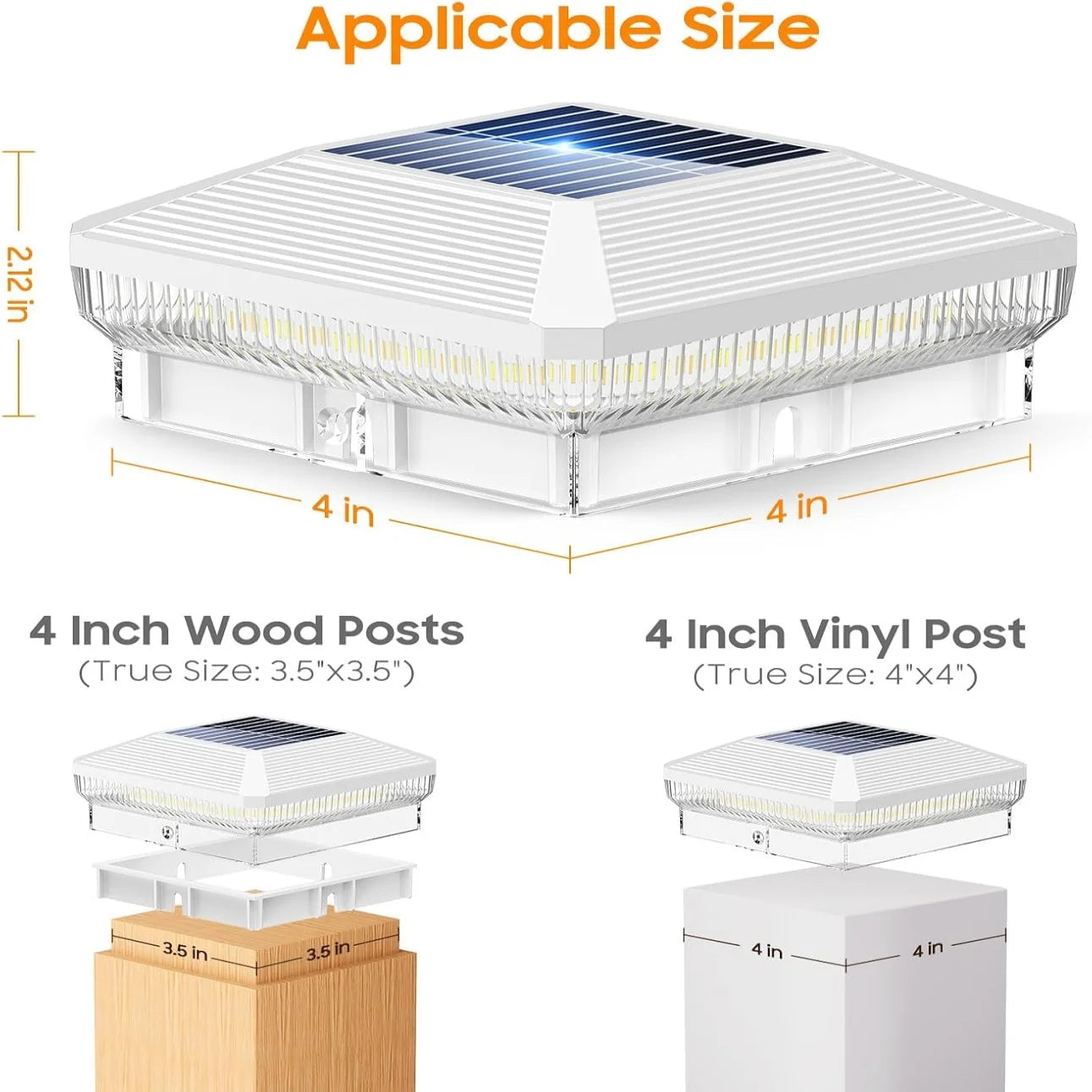 KPSTEK Solar Post Cap Lights For Wood And Vinyl Posts LED
