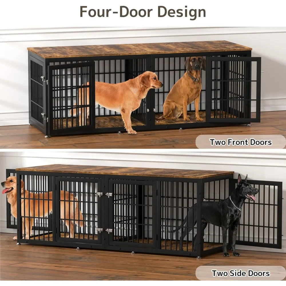 Heavy Duty Double Dog Crate Furniture With Divider