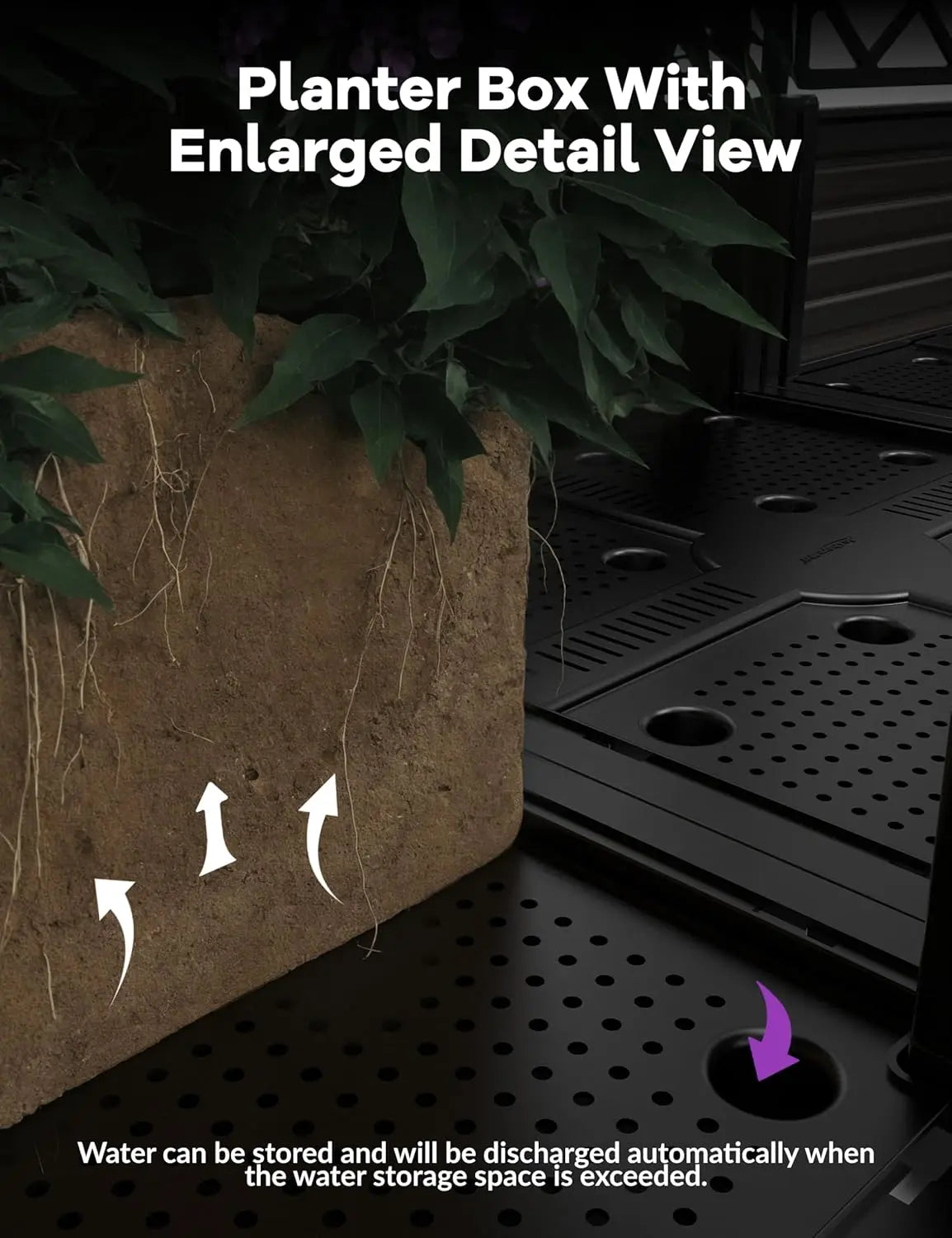 HiMISS Plastic Planter With Metal Trellis Raised Garden Bed Privacy Screen