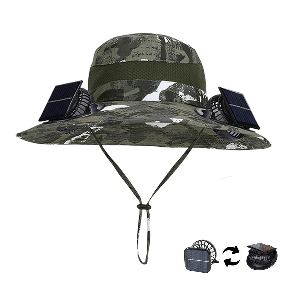 Shunmaii Solar Dual Fan Hat Anti UV USB Charging Outdoor Sun Hat