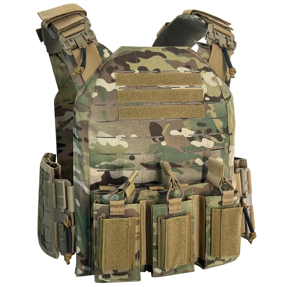 Nylon Tactical Vest With Quick Release And Double Magazine Pouches