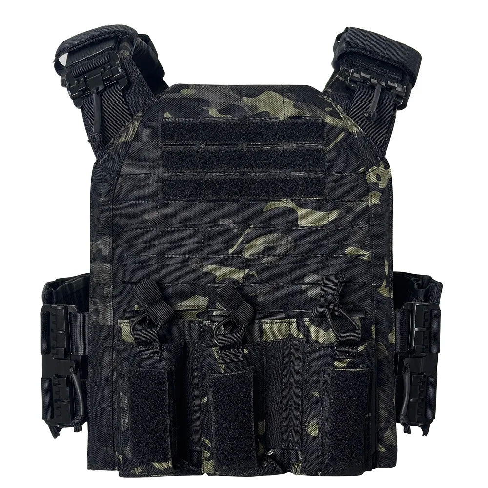 Nylon Tactical Vest With Quick Release And Double Magazine Pouches