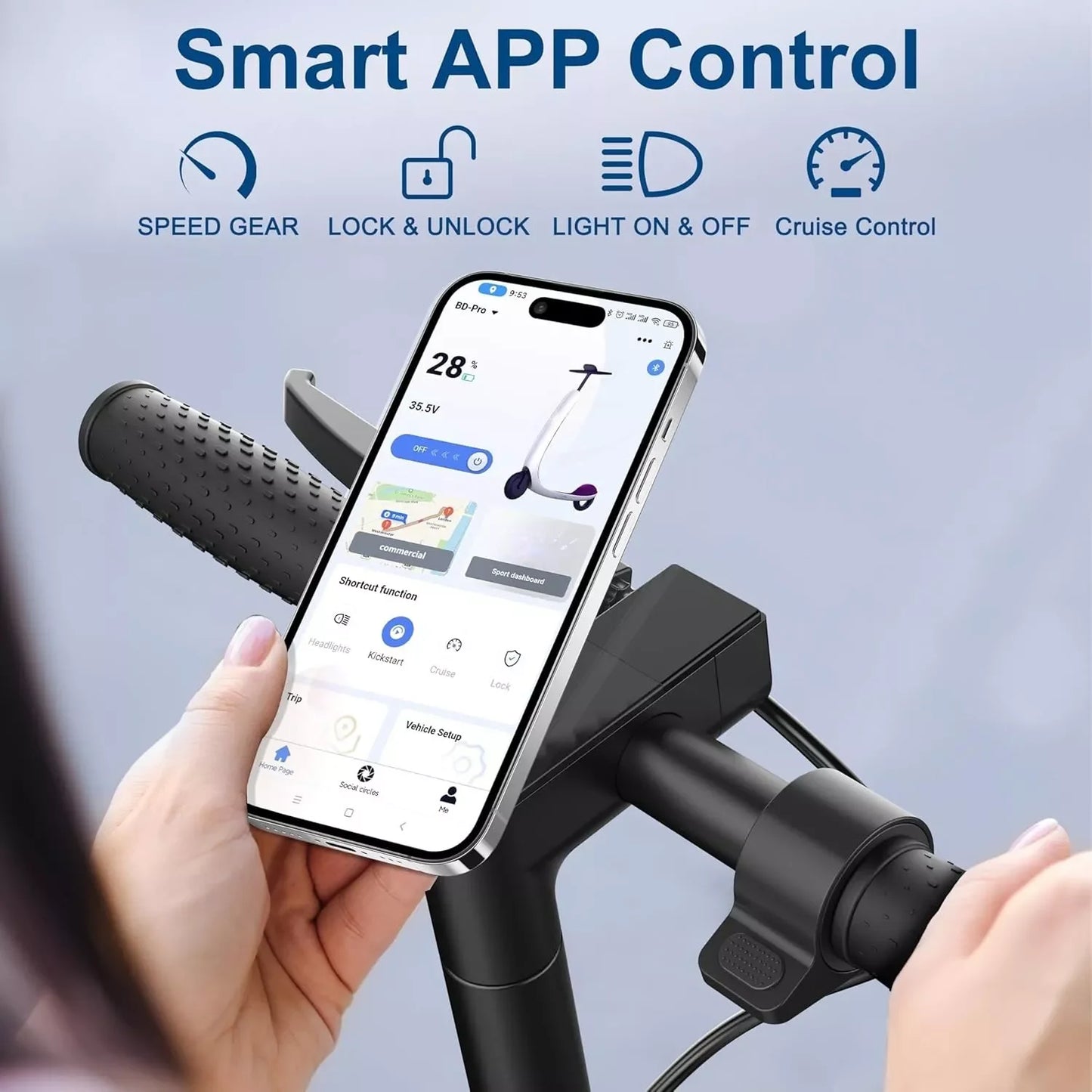 App Control 350W Foldable Electric Scooter