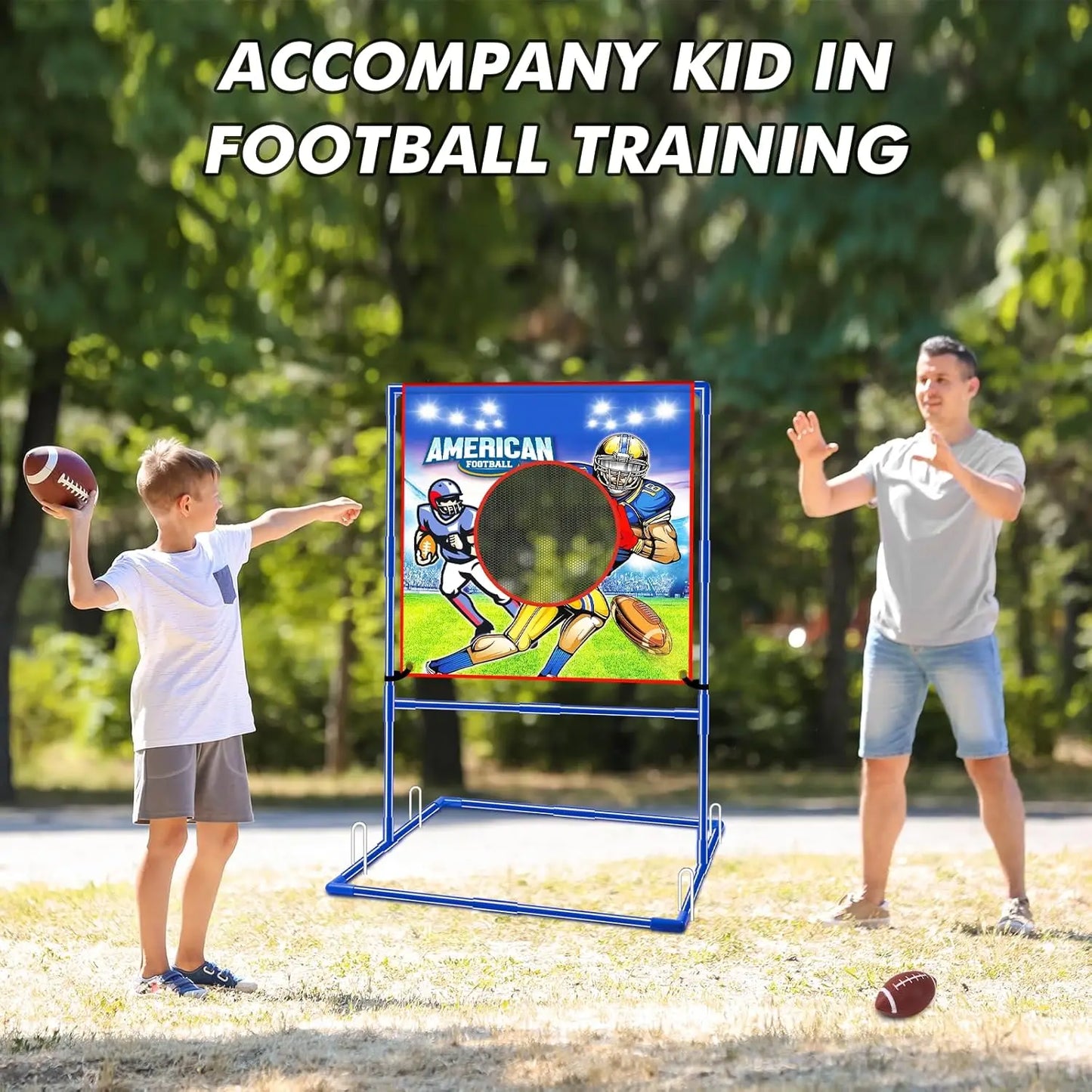 VATOS US Football Toss Target Game with 4 Inflatable Footballs