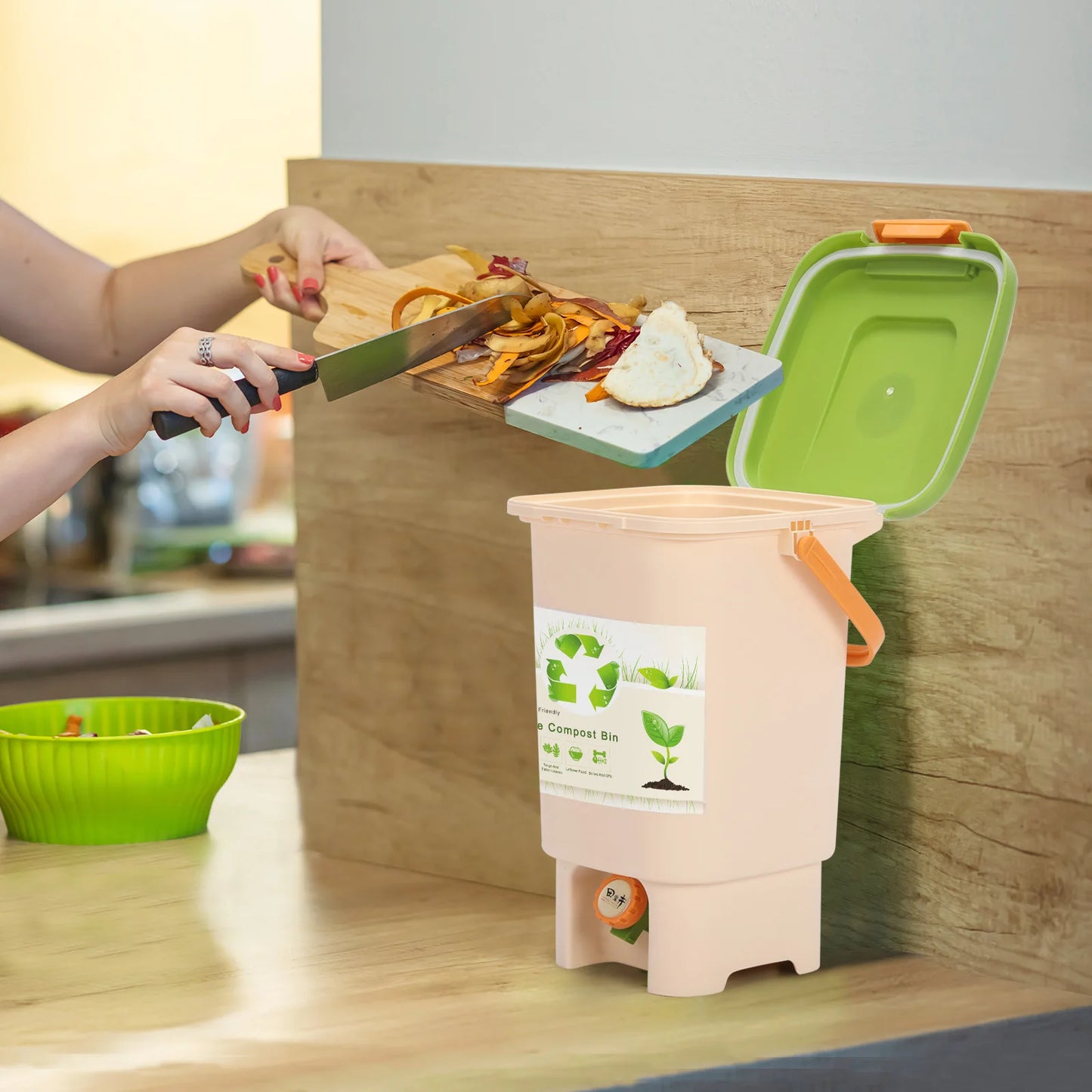 Wedyvko Compost Bin Recycle Aerated Kitchen Waste Container