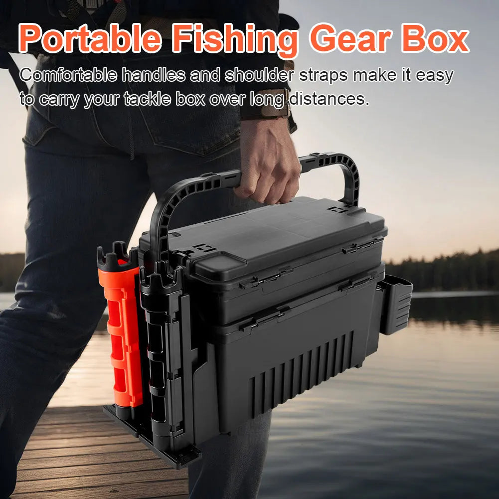 Two Tier Fishing Tackle Box With Large Capacity Organizer