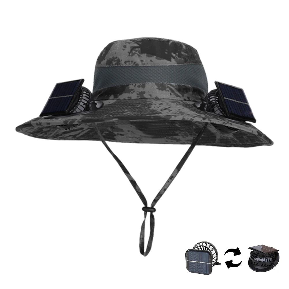 Shunmaii Solar Dual Fan Hat Anti UV USB Charging Outdoor Sun Hat