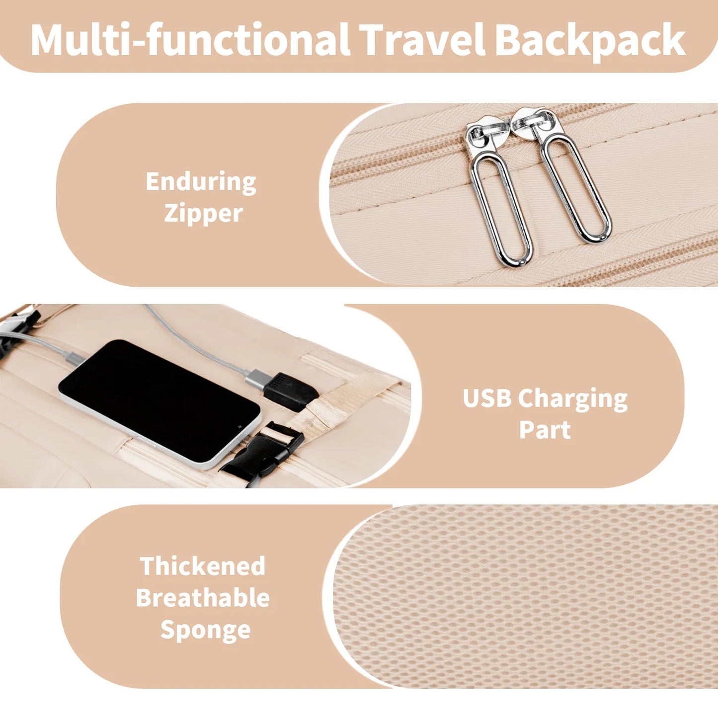 Unisex Backpack USB Port TSA Lock